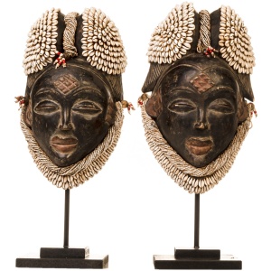 Punu Mask with Shells and Beads (Gabon) (Each)